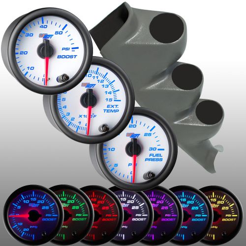 Gray 00-06 chevrolet silverado duramax triple pod + white 7 60 boost egt &amp; fuel