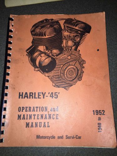 Original 1940-1952 harley '45' operation maintenance manual servi-car very cool
