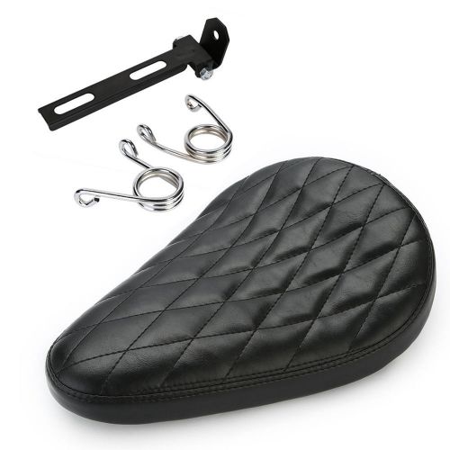 Diamond leather solo saddle seat spring for chopper bobber custom sx cb 650 #03