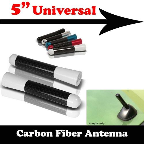 Jdm white aluminum 5&#034; carbon fiber car am/fm radio antenna + screws fit toyota