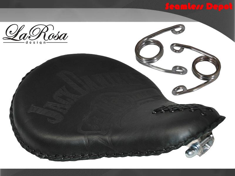 La rosa black leather jack daniel harley chopper solo seat + scissor springs kit