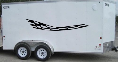 Checkered flag auto truck toy hauler racing trailer vinyl decal sticker cf006