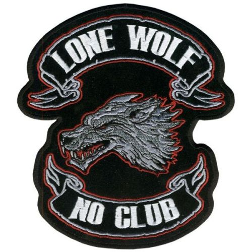 Embroidered motorcycle patches-good sports xl lone wolf patch 15"