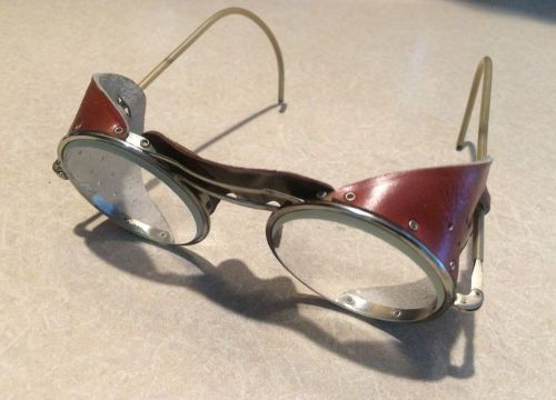 Vtg 40&#039;s willson goggles sunglasses motorcycle aviator safety glasses usa