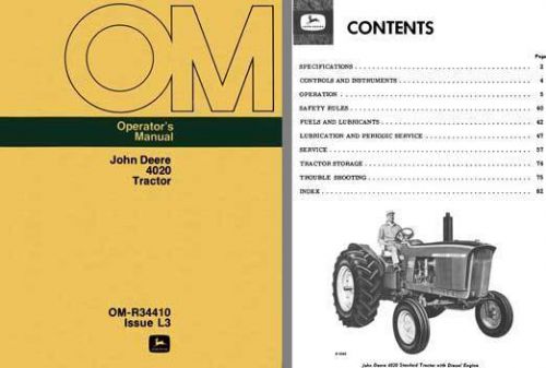 John deere 4020 tractor operators manual om-r34410 issue l3