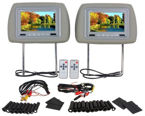 Pair of tview t721pl universal 7&#034; gray car video headrest tft lcd monitors