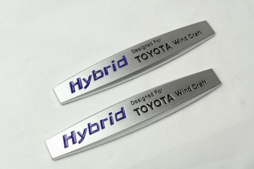 2pcs for toyota hybrid metal car front side fender silvery sticker badge emblems