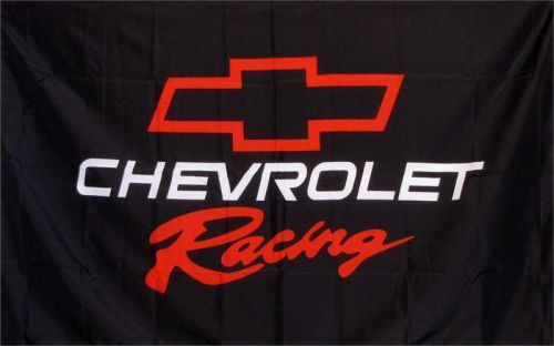 Premium polyester black chevrolet racing logo 3&#039; x 5&#039; dealer flag banner
