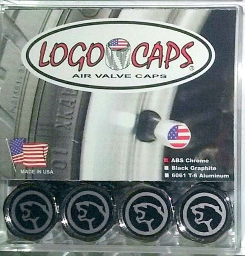 Logo caps cougar (black) logo tire air valve caps - chrome finish