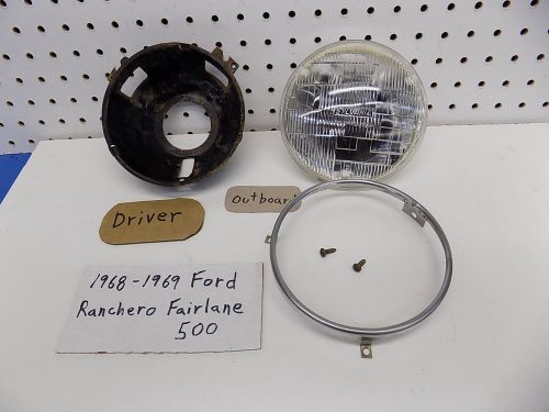 1969 ford ranchero fairlane gt oem headlight driver outboard assembly c8ob-47-b