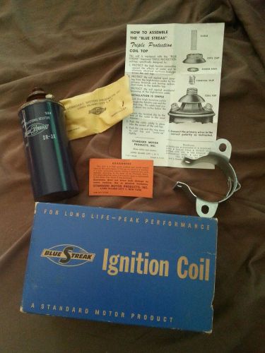 Vintage standard motor products blue streak ignition coil 12v bakelite top dr~3x