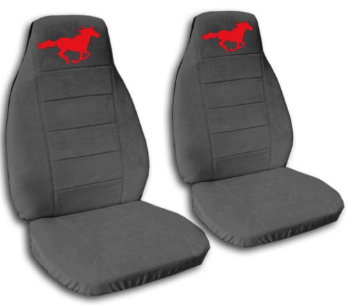 Front charcoal seat covers with a red horse fits 1994-2004 ford mustang