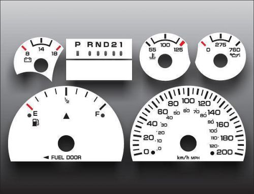 1997-2000 dodge dakota non-tach metric kph kmh dash cluster white face gauges