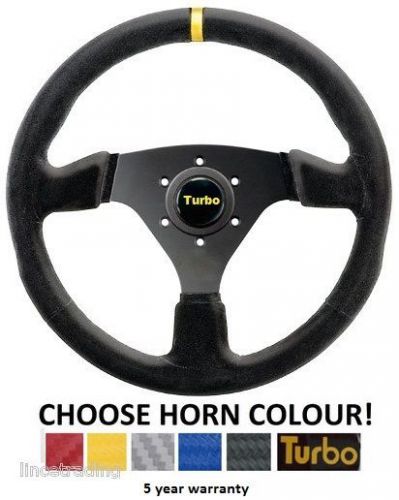 Suede steering wheel free horn button red grey yellow black carbon fibre wrap