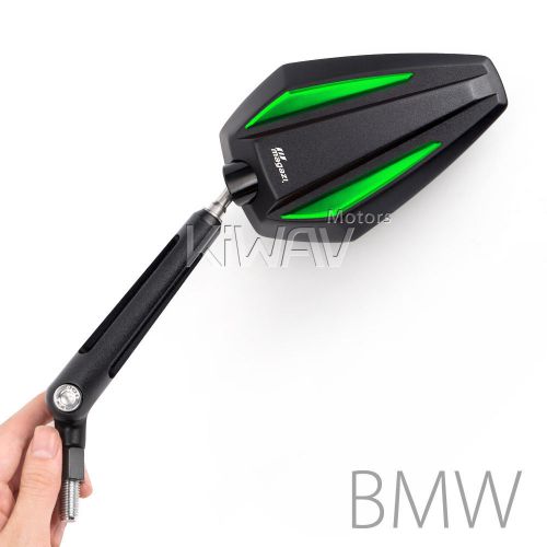 Achilles black green motorcycle mirrors 10mm 1.5 pitch for bmw r1200r r12r r12s