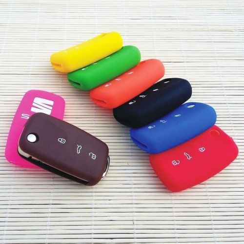 Silicone car key cover case for seat 3 button remote control protector with logo
