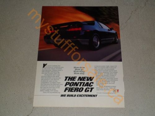1985 pontiac fiero gt article / ad