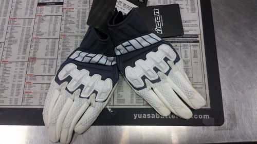 Mens icon overlord mesh motorcycle gloves white sz xxl