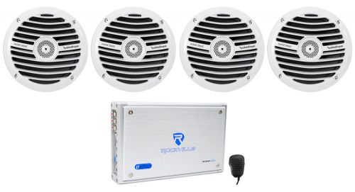 (4) rockford fosgate prime rm1652 6.5&#034; 300w marine/boat speakers+4-ch. amplifier