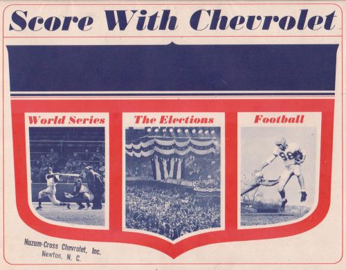 1964 score with chevrolet bk w series election football nuzum-cross newton nc on