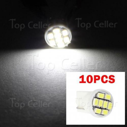 10x 8-epistar-3020-smd white t10 led bulb gauge cluster instrument lamp 12v