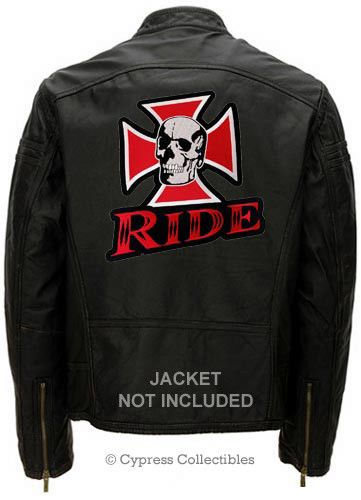 Skull iron cross biker motorcycle patch large ride chopper back-size embroidered