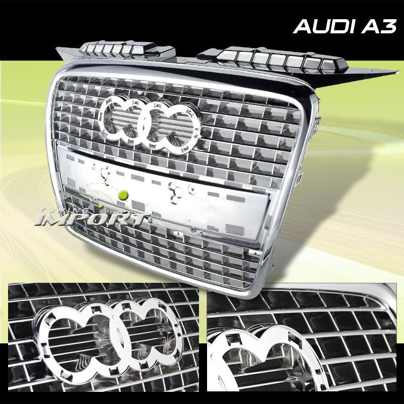 Audi 2006-2008 a3 2.0t 3.2 s line chrome front complete grille grill assembly