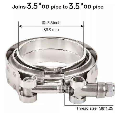 LokoCar V Band Clamp With Flange ID 3.5 Inch Male Female Stainless Steel Silver, US $25.99, image 8