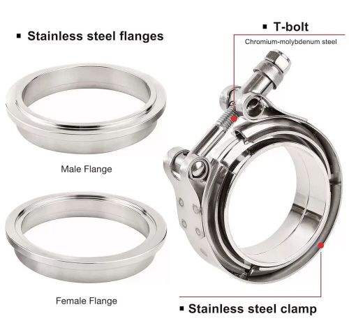 LokoCar V Band Clamp With Flange ID 3.5 Inch Male Female Stainless Steel Silver, US $25.99, image 10