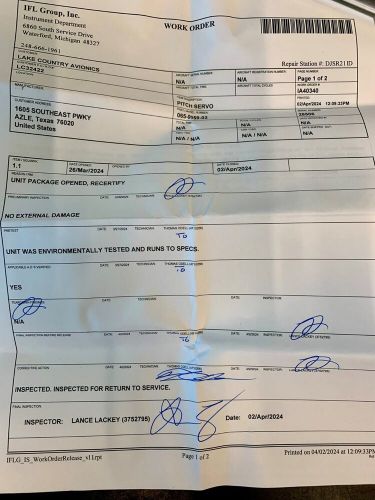 Pitch servo ks272a 065-0059-02 w/ april 2024 inspected 8130