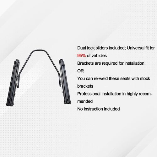 1Pair Universal Car Racing Seats PVC Leather with 2 Sliders Sport Seats Black, US $315.00, image 5