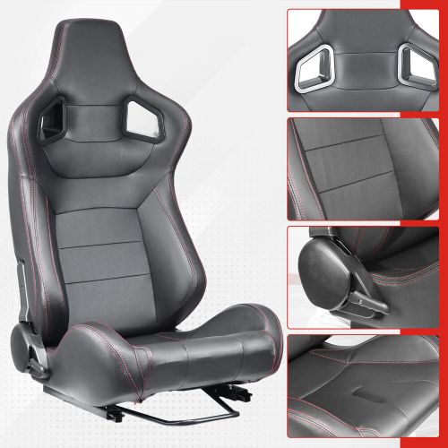 1Pair Universal Car Racing Seats PVC Leather with 2 Sliders Sport Seats Black, US $315.00, image 7