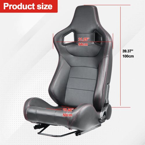 1Pair Universal Car Racing Seats PVC Leather with 2 Sliders Sport Seats Black, US $315.00, image 8