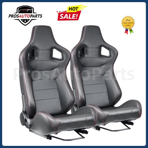 1Pair Universal Car Racing Seats PVC Leather with 2 Sliders Sport Seats Black, US $315.00, image 10