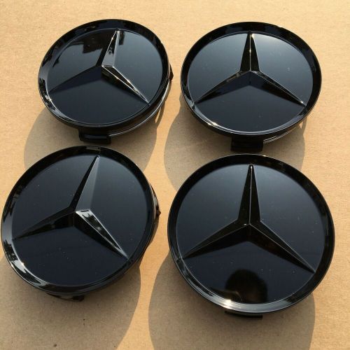 4X Wheel Center Caps 75mm Glossy Black Rim Emblem Hubcap Cover for Mercedes Benz, US $19.99, image 2