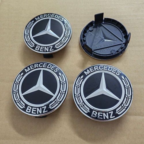4X Wheel Center Caps 75mm Glossy Black Rim Emblem Hubcap Cover for Mercedes Benz, US $19.99, image 6