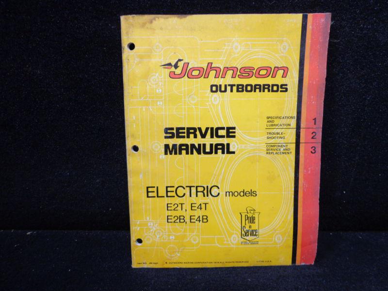Factory service manual #jm7501 for 1975 johnson electric outboard -repair manual