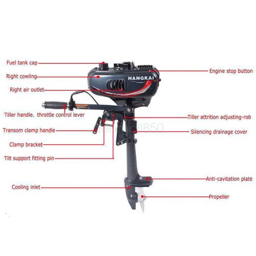 HANGKAI 2 Stroke 3.5 HP Outboard Motor CDI Water Cooling Boat Engine Motor, US $218.12, image 6