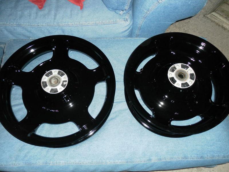 Harley davidson air strike gloss black wheels street glide road custom 2009-2013