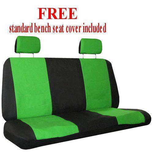 Green Black Superior Synthetic Leather Seat Covers w/ Black Floor Mats & More #2, US $51.35, image 2