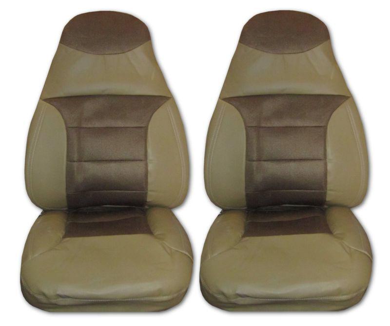Tan padded synthetic leather car truck suv high back bucket seat covers #1