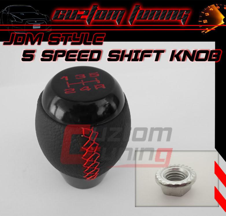 Ford focus m12 x 1.25 5 speed manual red stitch sport style shifter shift knob