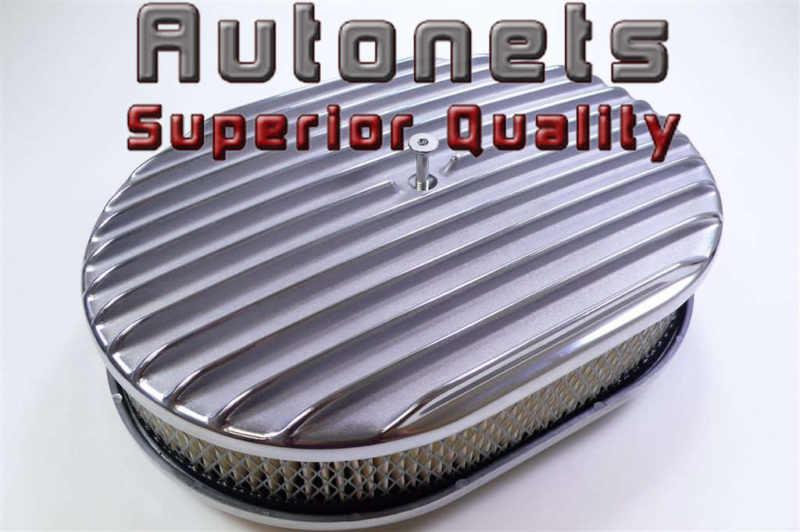 12" oval full finned polished aluminum air cleaner filter universal fit