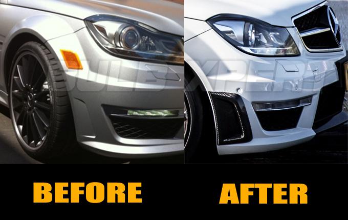 ADD-ON MERCEDEZ BENZ FACELIFT C63 AMG CARBON FIBER FRONT BUMPER SIDE VENT COVERS, US $169.99, image 3