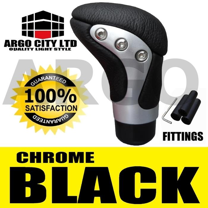 Black leather chrome gear knob ford transit c-max s-max