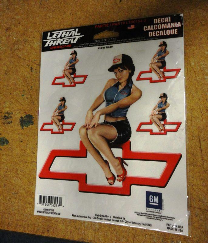Lethal threat chevy pin up girl decal sticker 6 x 8 free shipping 