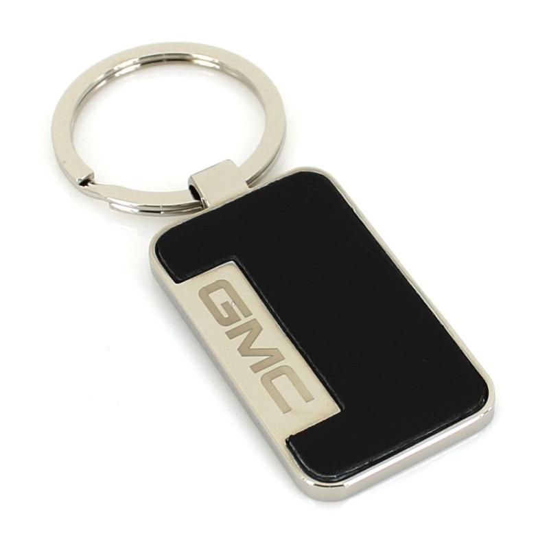 Gmc metal key chain w/ black leather insert