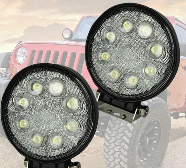  2pcs 1800lm super white 8 leds flood 24w round work light atv boat utv jeep