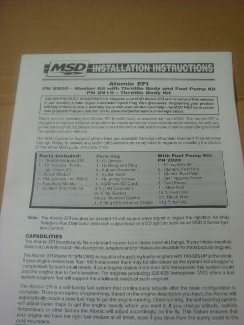 MSD 2900 Atomic EFI Fuel Injection Complete Conversion Kit with Fuel Pump 525 HP, US $2,249.00, image 7