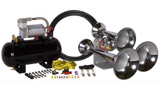  hornblasters hk-c3-127vx chrome outlaw 127vx train horn kit